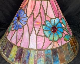 Pink Floral Handmade Leaded Glass Shade