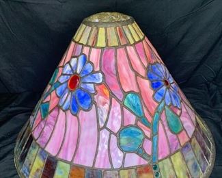 Pink Floral Handmade Leaded Glass Shade