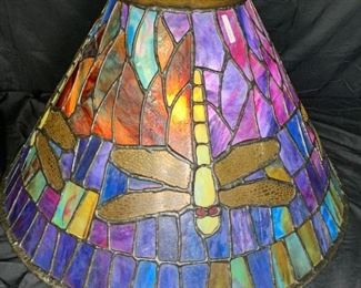 Blue & Purple Dragonfly Handmade Leaded Shade