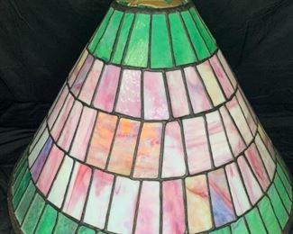 Pink & Green Handmade Leaded Glass Shade