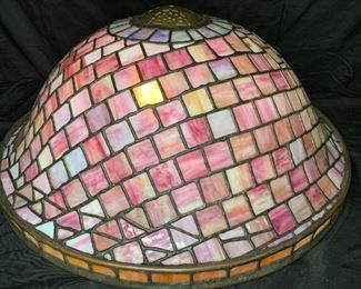 Pink & White Handmade Leaded Glass Shade