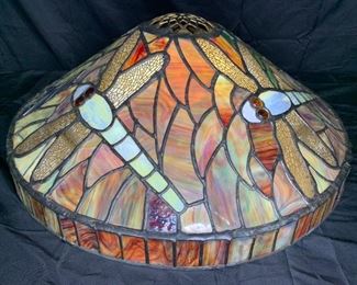 Earth Tone Dragonfly Leaded Stained Glass Shade