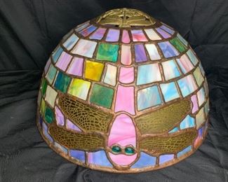 Pastel Stained Leaded Pink Dragonfly Shade