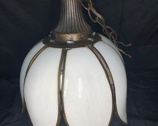 Vintage White Slag Glass Tulip Chandelier