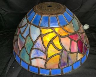 Earth Tone & Blue Leaded Glass Shade