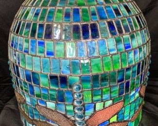 Blue & Green Dragonfly Leaded Glass Shade