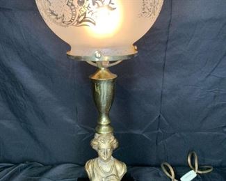 Antique Bronze Statuette Lamp