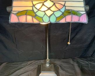 Adjustable Metal & Stained Glass Desk Lamp