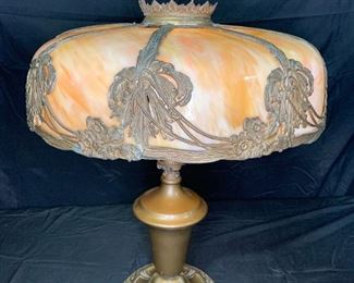 Bradley & Hubbard School Camel Slag Glass Lamp