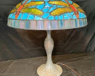 Blue Leaded Glass Dragonfly Shade