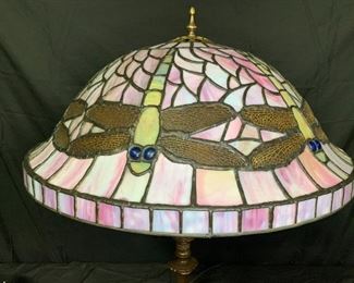 Pink Leaded Glass Dragonfly Shade