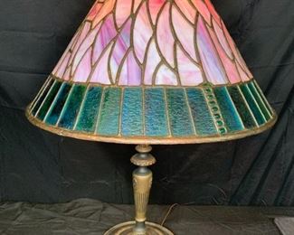 Pink & Green Leaded Glass Shade