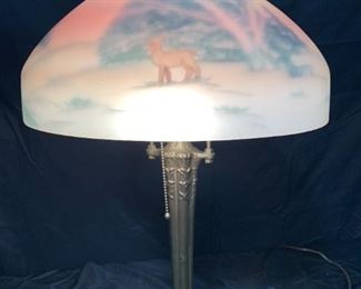Pittsburgh Reverse Painted Forest Scene Lamp