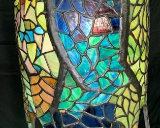 Green & Blue Wisteria Leaded Glass Shade