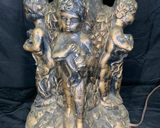 Victorian Cherub Base Gold Gilt Plaster Lamp