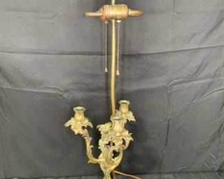 Pair of Antique Brass Table Lamp Candelabra Style