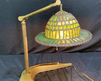 Adjustable Green & Yellow Stained Glass Lamp