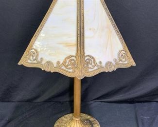 Antique White & Beige Slag Glass Lamp