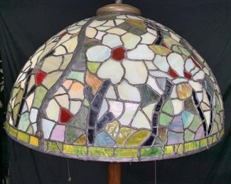 Huge Green & Red Leaded Glass Shade
