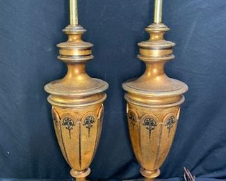 Pair of Vintage Gilded Metal Table Lamps
