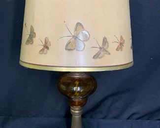 Vintage Amber Glass & Marble w/ Butterfly Shade