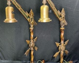 Pair Art Deco Milcast Table Lamps