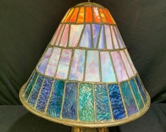 Orange, Purple, &Blue Stained Glass Shade