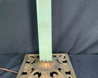 Nouveau Green Jadeite Pillar Lamp