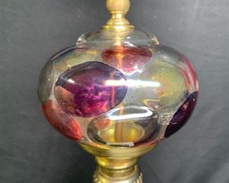 Mid-Century Stained Bubble Glass Lamp Base