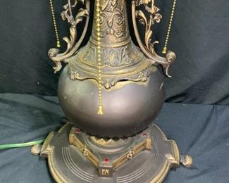 Antique Ornate Rococo 3-Light Gilt Table Lamp