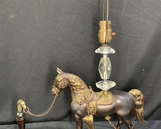 Vintage Horse & Hitching Post Lamp