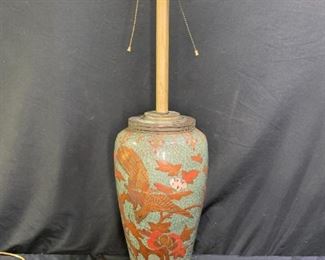 Large Vintage Asian 2-Light Table Lamp