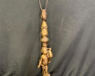Vintage Glass Base Cherub Table Lamp