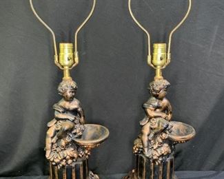  Pair of Cherub Lamp Bases