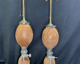 Pair Briet Gasogene Antique French Siphon Lamps
