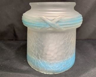 Vintage Frosted Blue & Clear Glass Shade