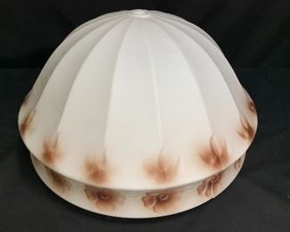 Vintage Matte White & Brown Flowered Globe