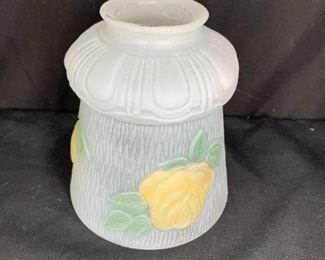 Vintage Frosted Glass Reverse Painted Rose Shade