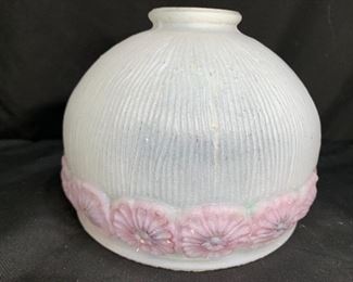 Vintage Frosted Reverse Painted Pink Flower Shade