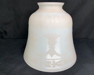Art Nouveau Milk Glass Shade w/Off White Design
