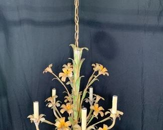 Vintage Italian Tole Were Flower Chandelier
