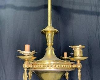 French Brass Converted Gas 4 Light Chandelier
