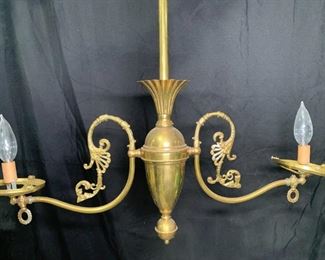 Antique Brass Converted Gas Chandelier
