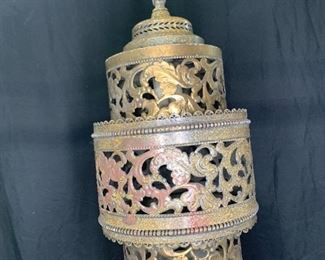 Vintage Moroccan Pierced Brass Lantern
