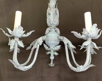 Vintage Blue-Green Leaf Chandelier
