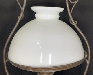 Converted Milk Glass Oil Lamp Chandelier
