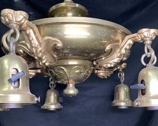 Vintage Blue-Green Leaf Chandelier
