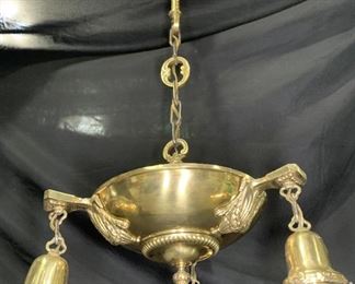 Antique Brass Pan Style 3-Light Chandelier
