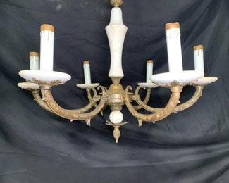  Vintage Alabaster & Bone Chandelier