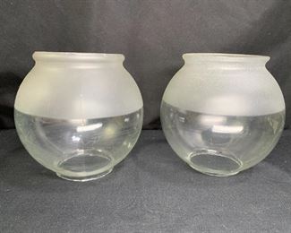 2 Partially frosted glass globes
